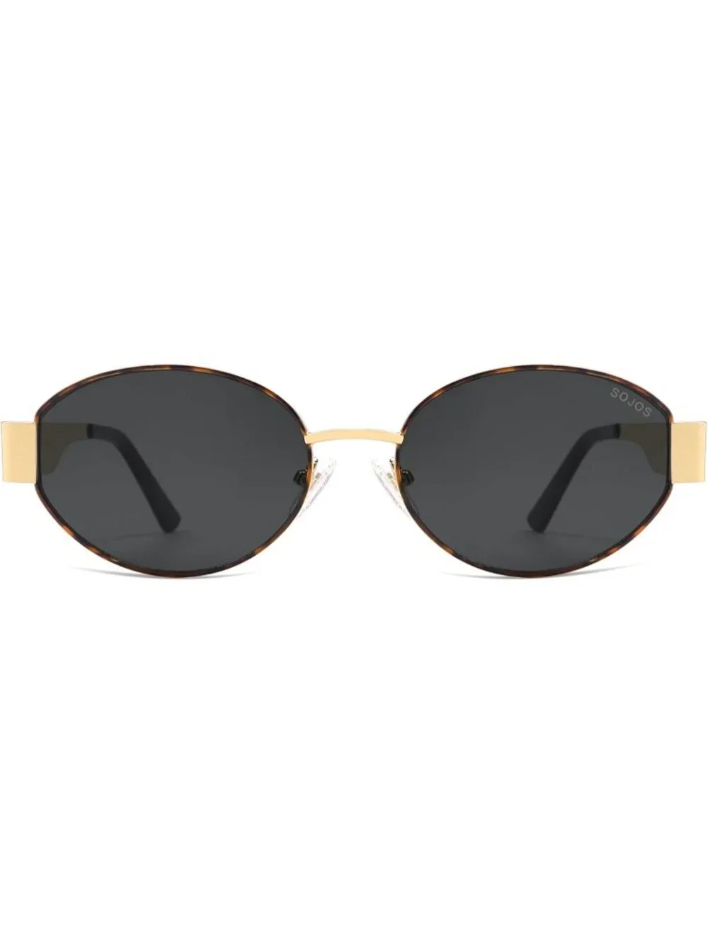 Women's Tortoise gold Grey Retro Oval Trendy Shades UV400 Protection Sunglasses